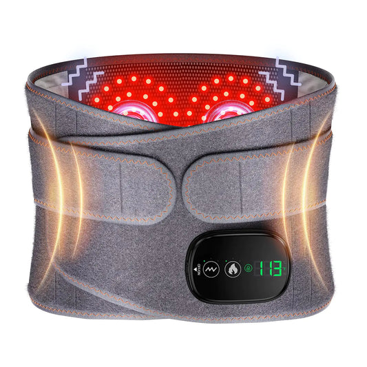 Heating Pad for Back Lumbar Massager Heated Waist Belt Wrap Lower Back Massager with Heat Vibration 3 Levels Adjustable 180 mins Battery Massager Cordless Portable Touchscreen Control
